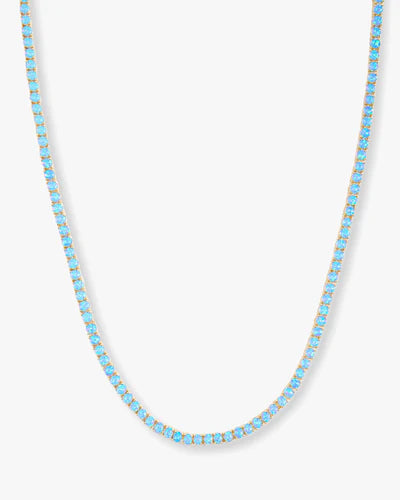 Grand Heiress Blue Opal Tennis Necklace - BAY WINDOW