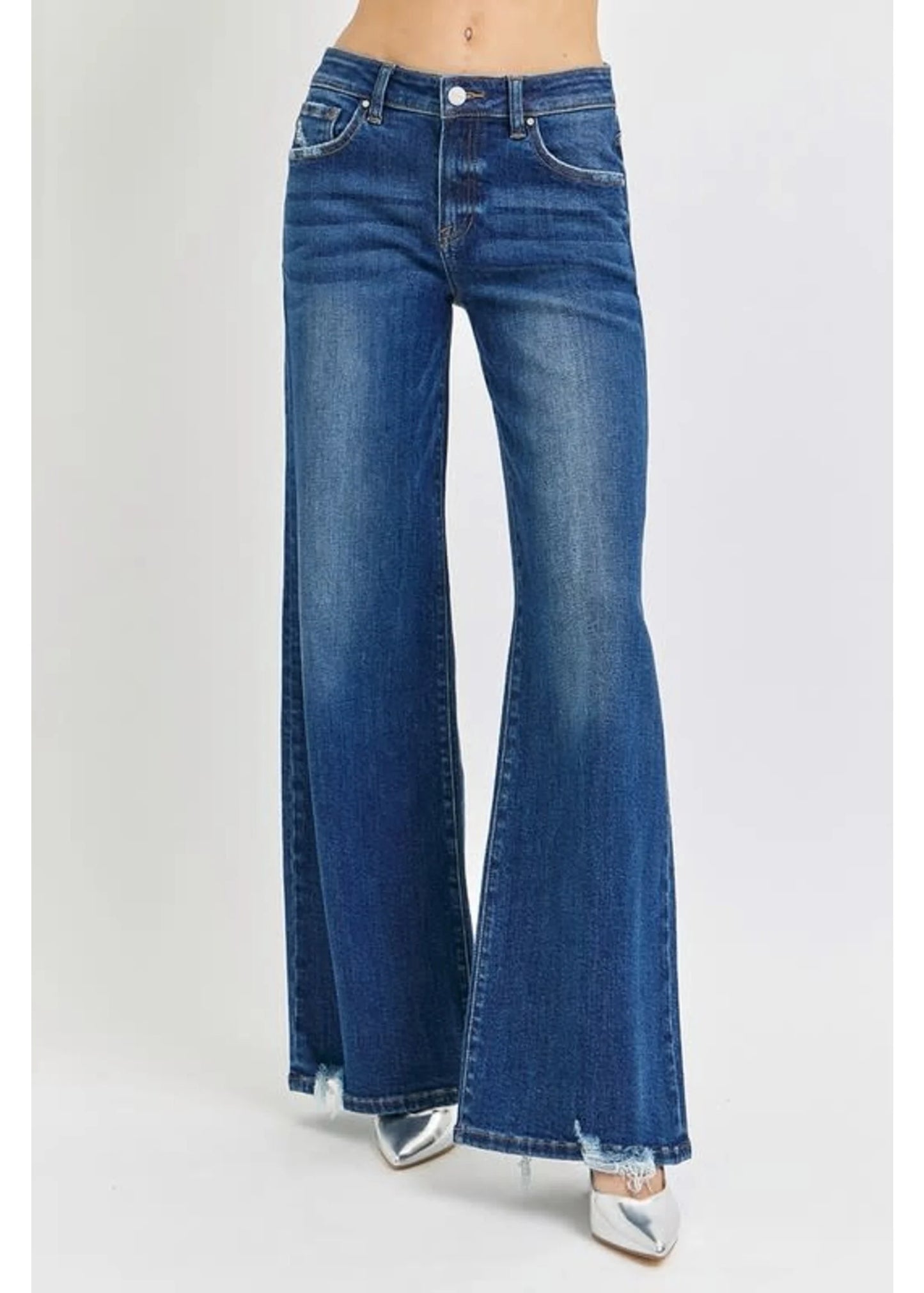 Mid Rise Wide Leg Jeans