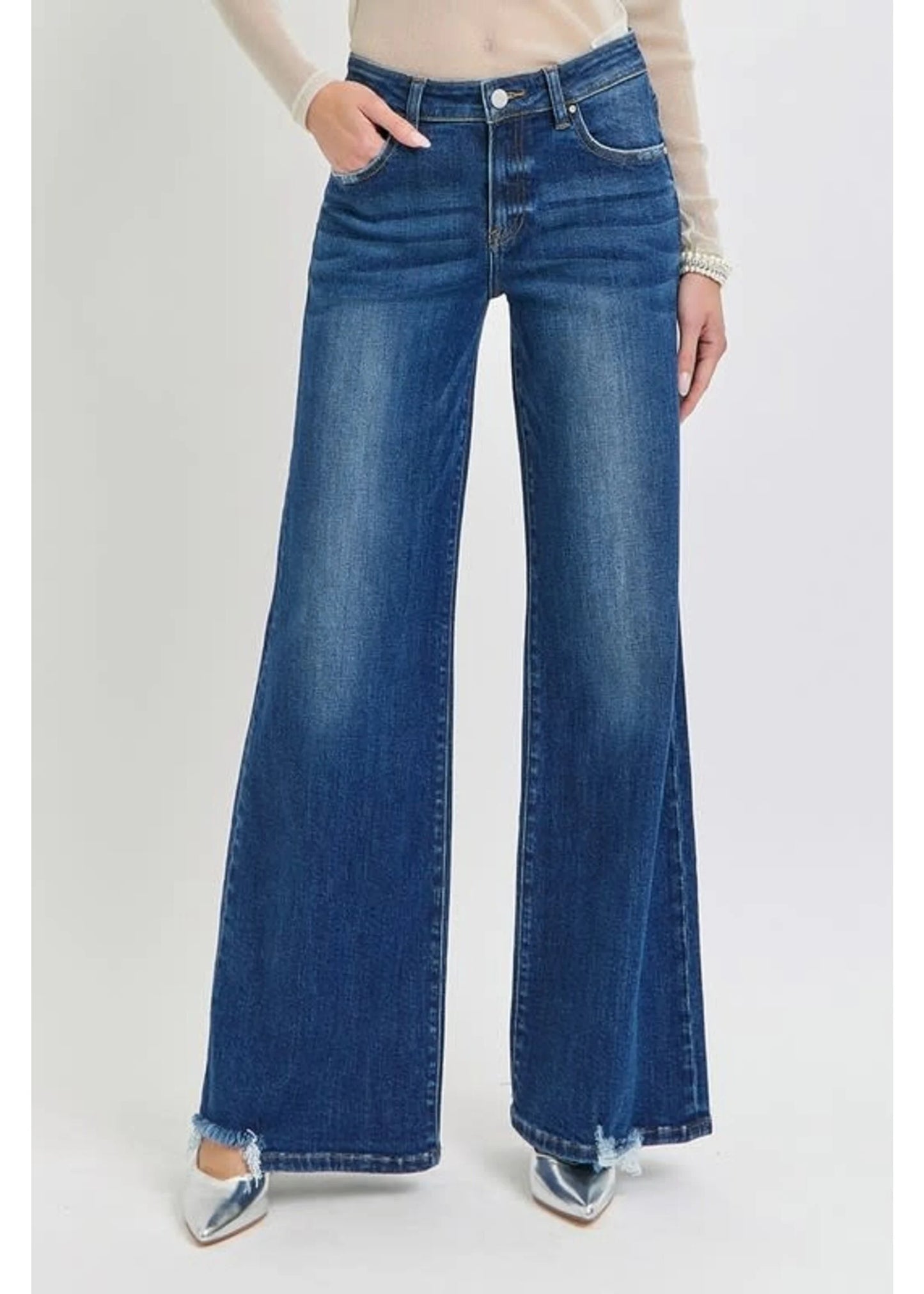 Mid Rise Wide Leg Jeans