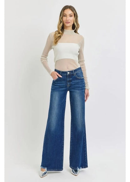 Mid Rise Wide Leg Jeans