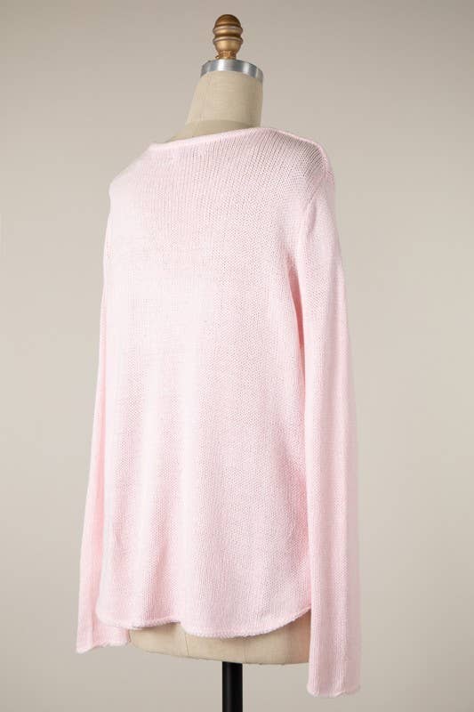 Lowercase Beach Saying Lightweight V Neck Sweater - BAY WINDOW