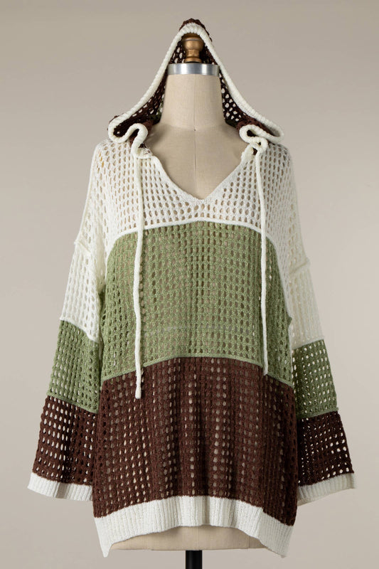 Crochet Multi Color Beach Cover Up Hoodie - BAY WINDOW