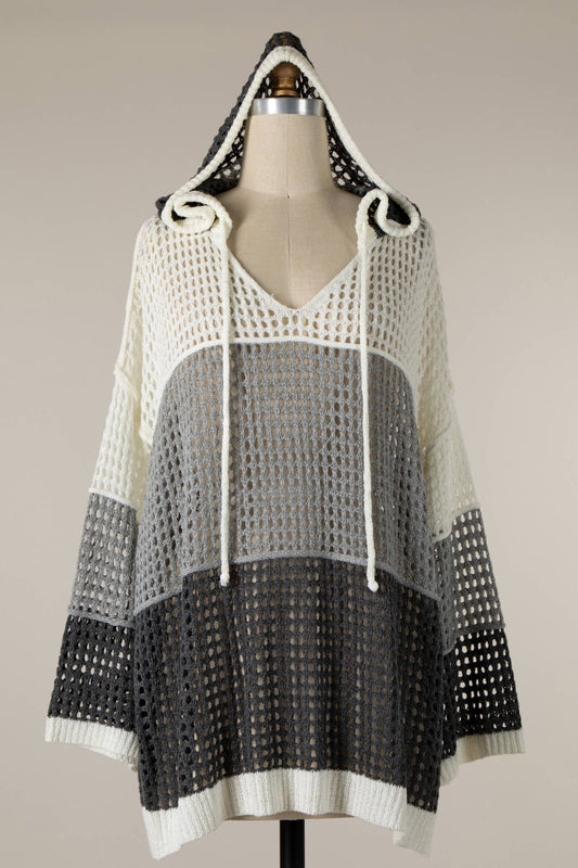 Crochet Multi Color Beach Cover Up Hoodie - BAY WINDOW