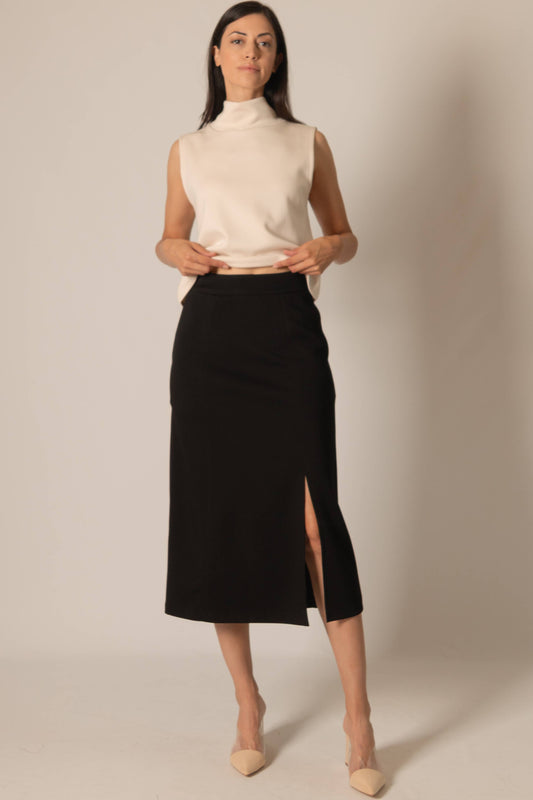 P. CILL Butter Modal Midi Side Slit Skirt - BAY WINDOW