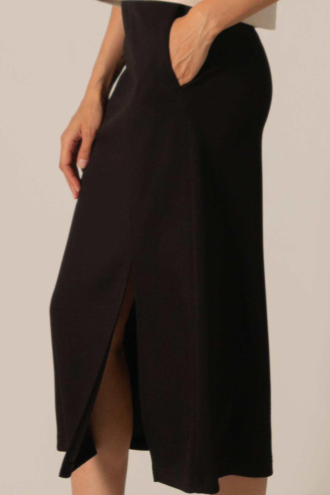 P. CILL Butter Modal Midi Side Slit Skirt - BAY WINDOW