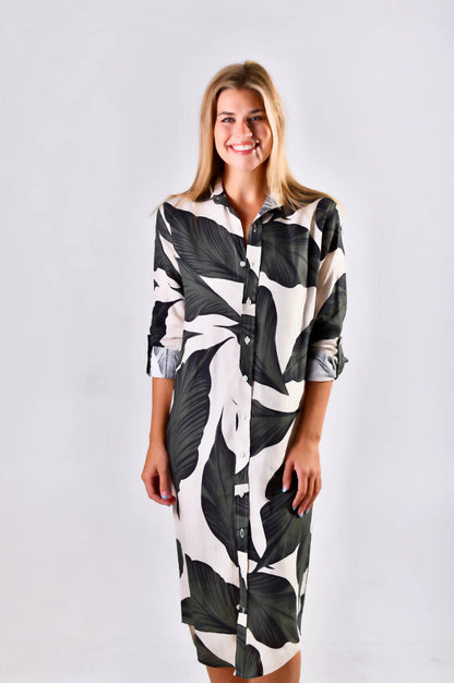 Palm Leaf Midi Dress