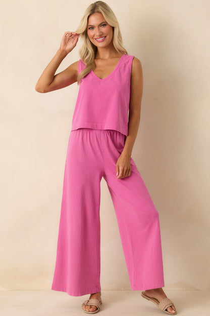Sloane V-Neck Top - Island Pink
