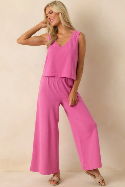 Sloane V-Neck Top - Island Pink