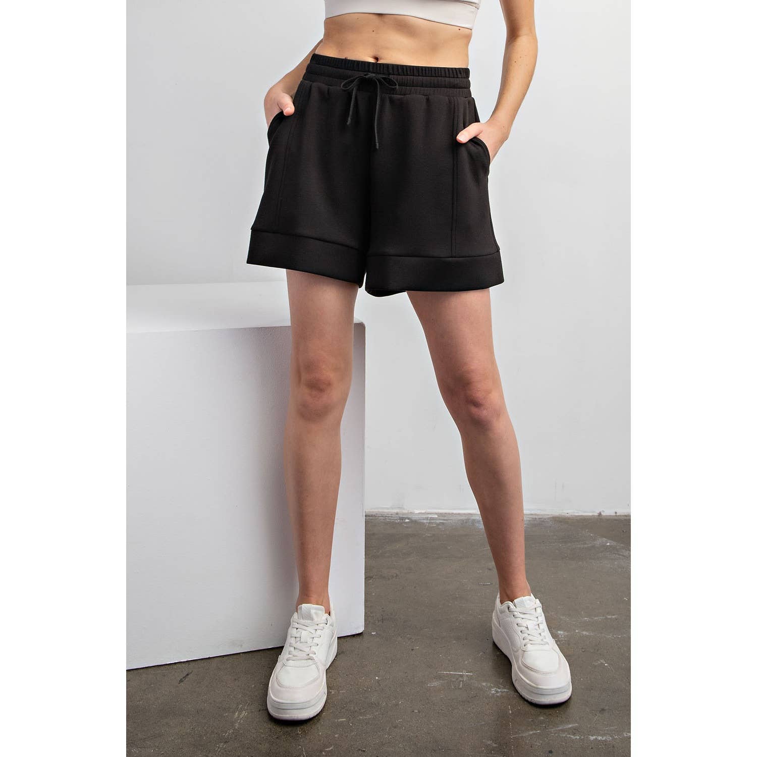 Modal Poly Span Scuba Pleat Short - BAY WINDOW