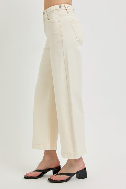 TC High Rise Crop Wide Adjustable WB Pants - Ivory - BAY WINDOW