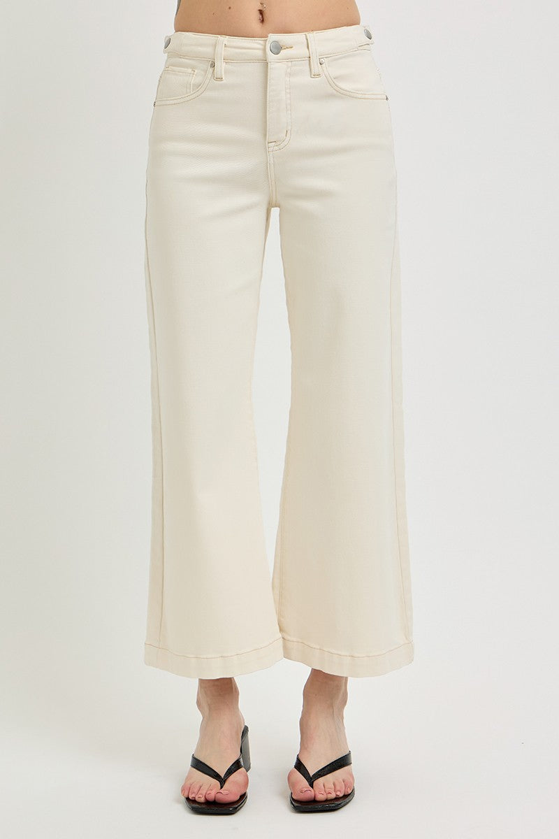 TC High Rise Crop Wide Adjustable WB Pants - Ivory - BAY WINDOW