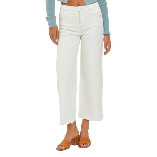 High Rise Tummy Control Crop Wide Leg Jeans - BAY WINDOW