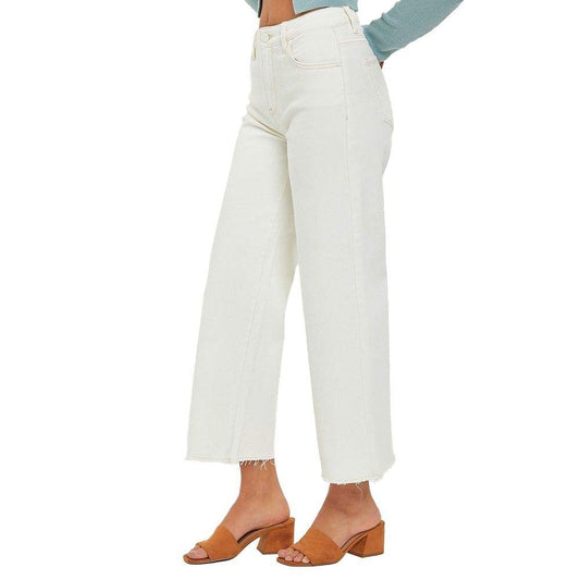 High Rise Tummy Control Crop Wide Leg Jeans - BAY WINDOW