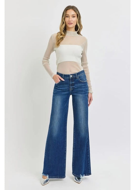 Mid Rise Wide Leg Jeans - BAY WINDOW