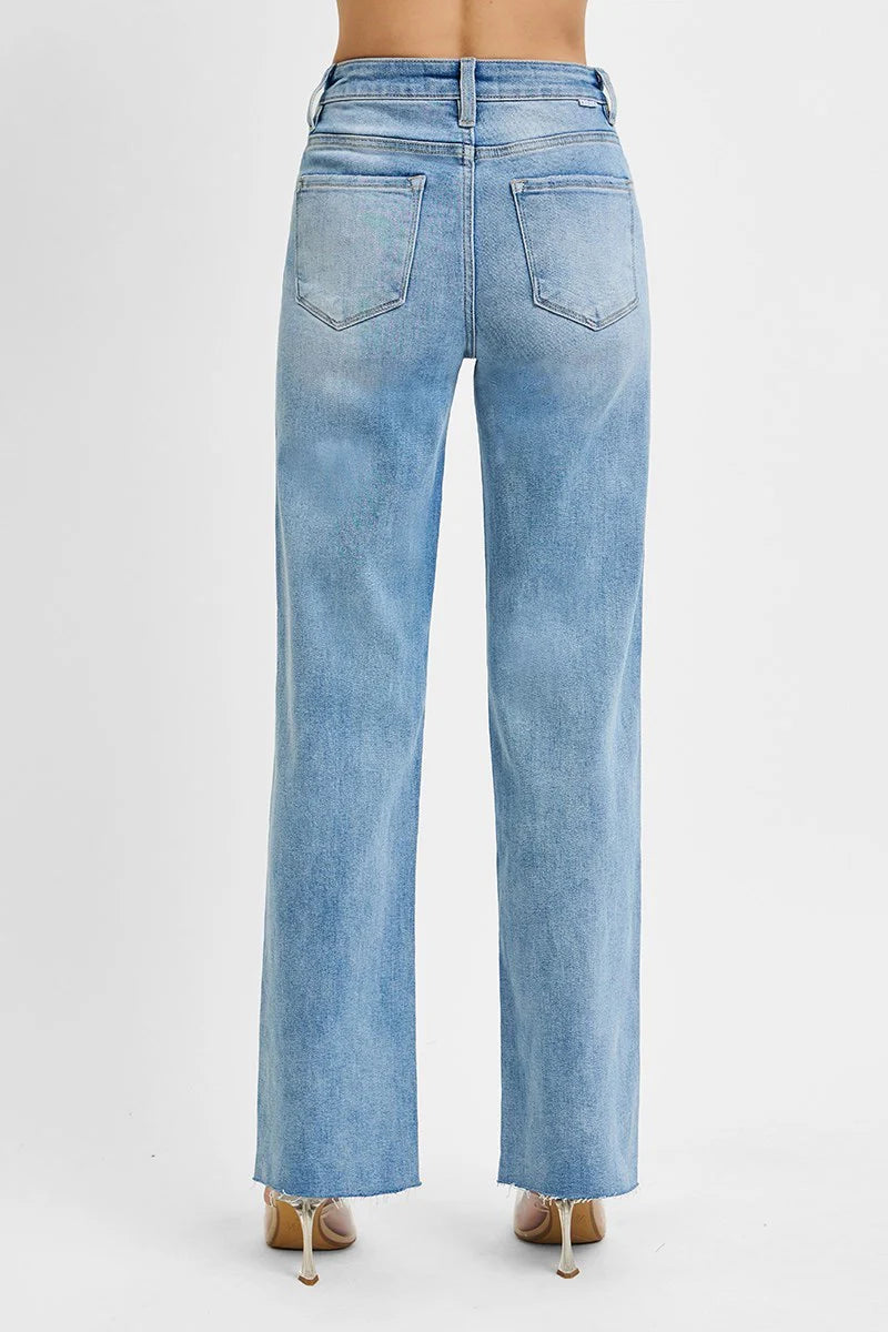 Tummy Control Rise Straight Jeans - Light - BAY WINDOW