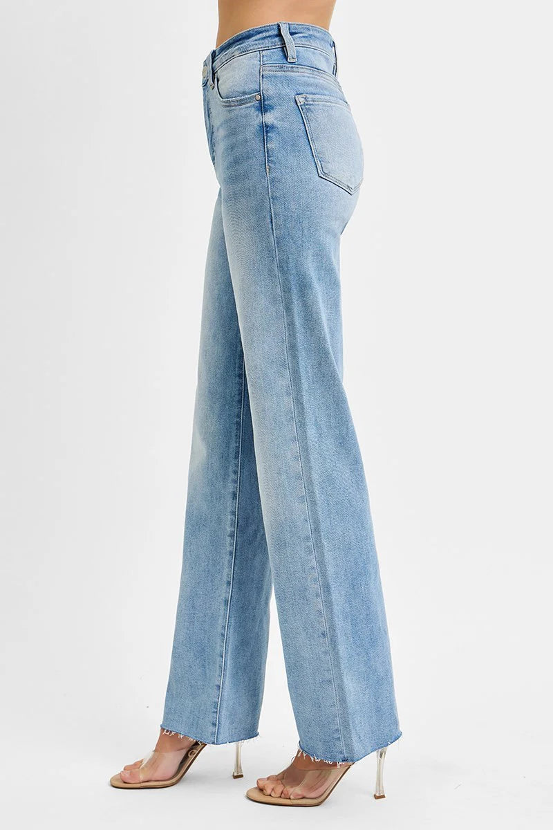 Tummy Control Rise Straight Jeans - Light - BAY WINDOW