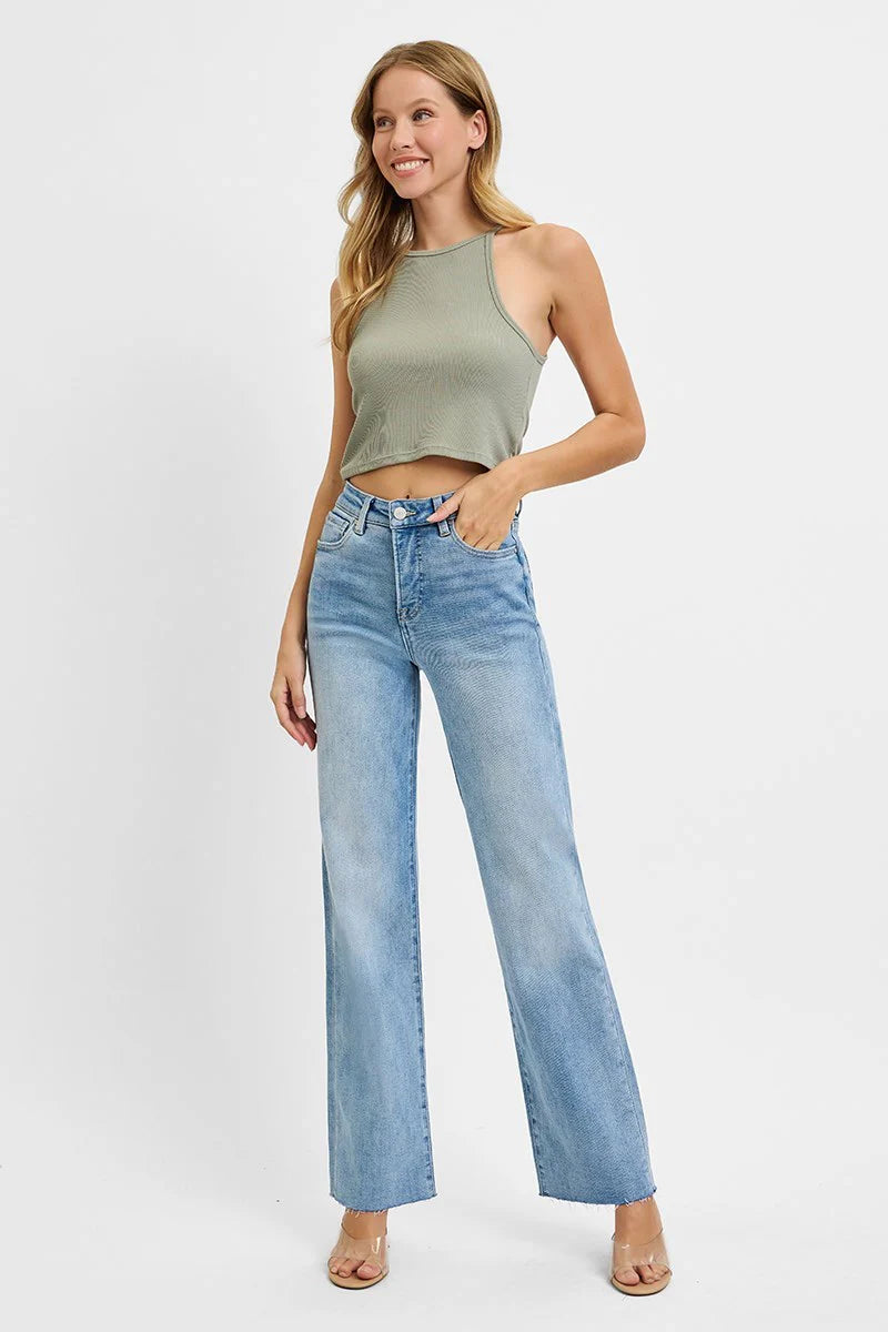 Tummy Control Rise Straight Jeans - Light - BAY WINDOW