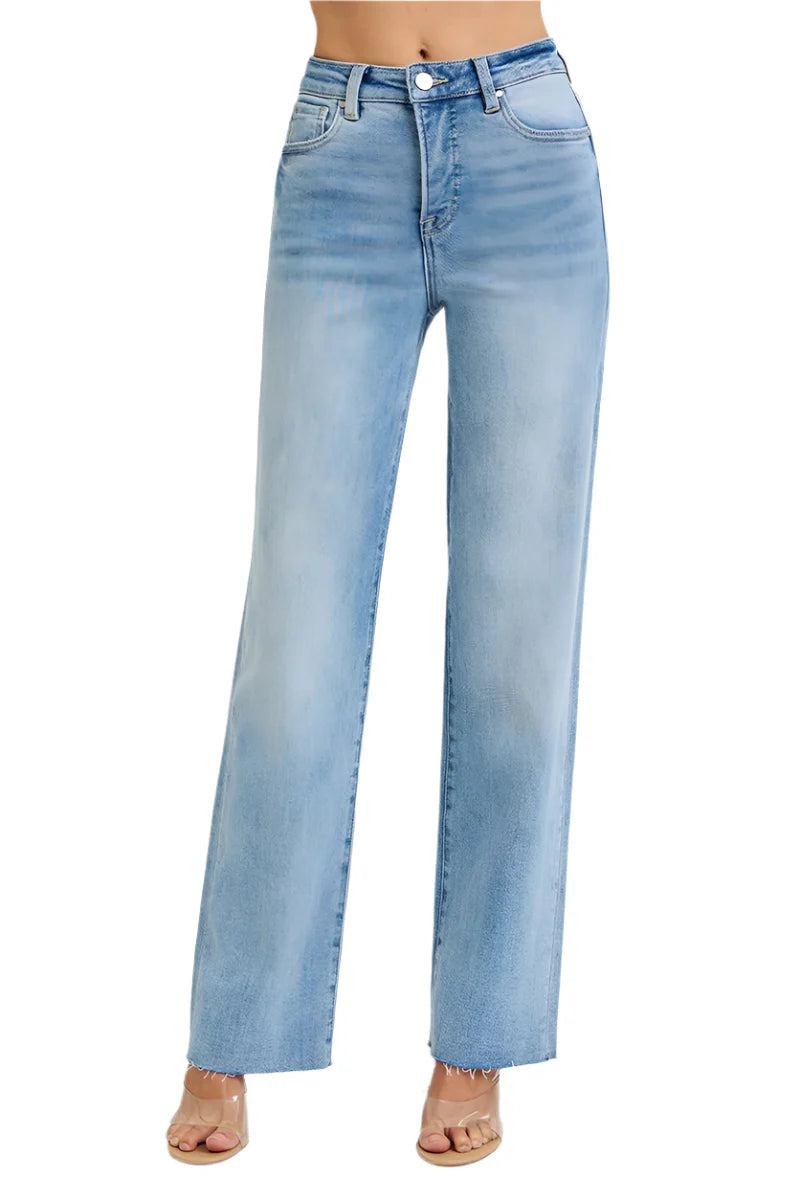 Tummy Control Rise Straight Jeans - Light - BAY WINDOW