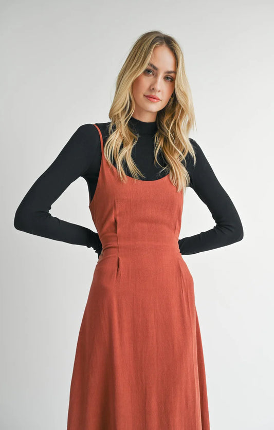 Sugarloaf Midi Dress (Marsala) - BAY WINDOW