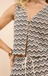 In Between Chevron Buttoned Tank Top - Navy/Ivory - BAY WINDOW
