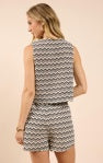 In Between Chevron Buttoned Tank Top - Navy/Ivory - BAY WINDOW