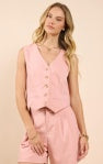 Season's Bloom Cropped Waistcoat - Rose Pink - BAY WINDOW