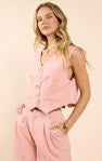 Season's Bloom Cropped Waistcoat - Rose Pink - BAY WINDOW