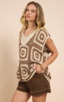 Cactus Room Crochet Squares Vest - Brown/Ivory - BAY WINDOW
