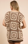 Cactus Room Crochet Squares Vest - Brown/Ivory - BAY WINDOW