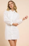 Sundream Eyelet Shirt Mini Dress - White - BAY WINDOW