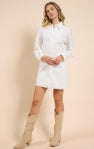 Sundream Eyelet Shirt Mini Dress - White - BAY WINDOW