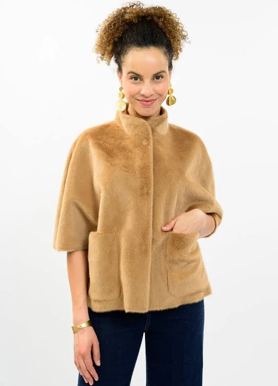 Faux Fur Capelet - Camel