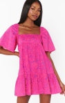 Erin Mini Dress - Pink Shells Poplin - BAY WINDOW