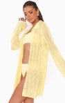 Button Up Coverup - Pale Yellow Crochet - BAY WINDOW