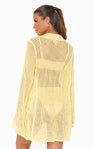 Button Up Coverup - Pale Yellow Crochet - BAY WINDOW