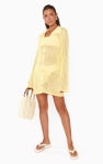 Button Up Coverup - Pale Yellow Crochet - BAY WINDOW