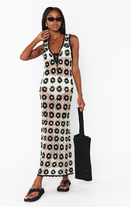 Vacay Tank Coverup - Checkers Floral Crochet - BAY WINDOW