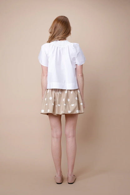 Melanie Cotton Skirt - Creme Brulee Polka Dots - BAY WINDOW