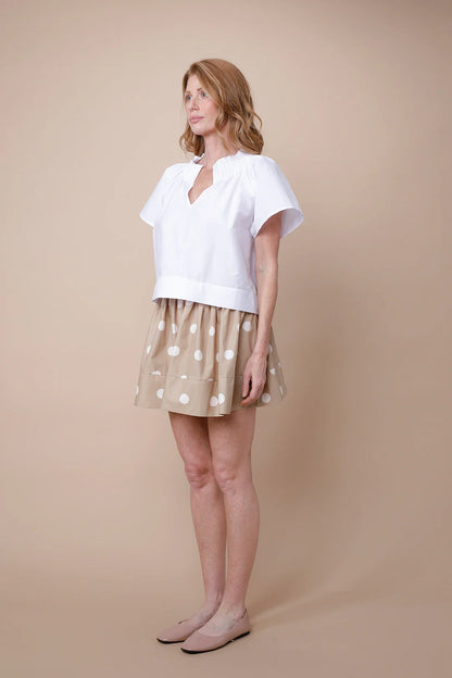 Melanie Cotton Skirt - Creme Brulee Polka Dots - BAY WINDOW