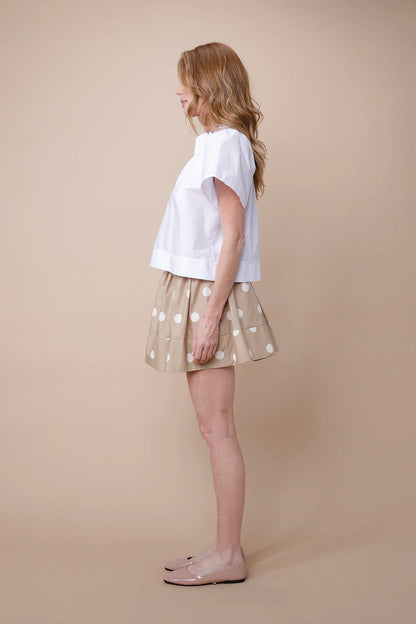 Melanie Cotton Skirt - Creme Brulee Polka Dots - BAY WINDOW