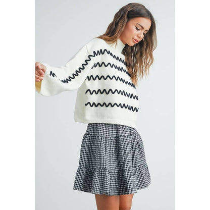 Wavy Stripe Turtleneck Sweater - BAY WINDOW