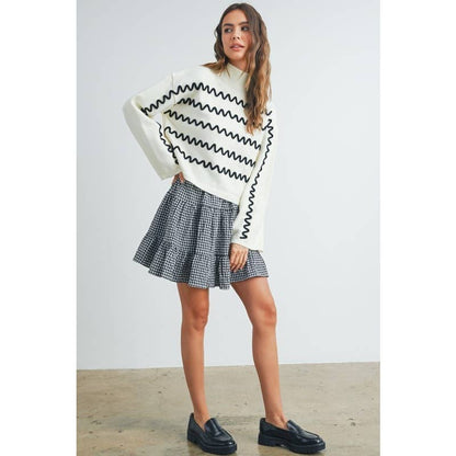 Wavy Stripe Turtleneck Sweater - BAY WINDOW