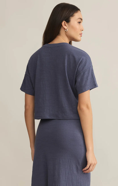 Sway Textured Cropped Tee - Worn Blue