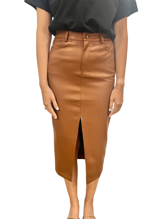 Leather Midi Skirt - BAY WINDOW