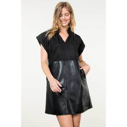 Mixed Media Dress - Leather & Suede