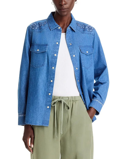 Bandana Bay Embroidered Indigo L/S