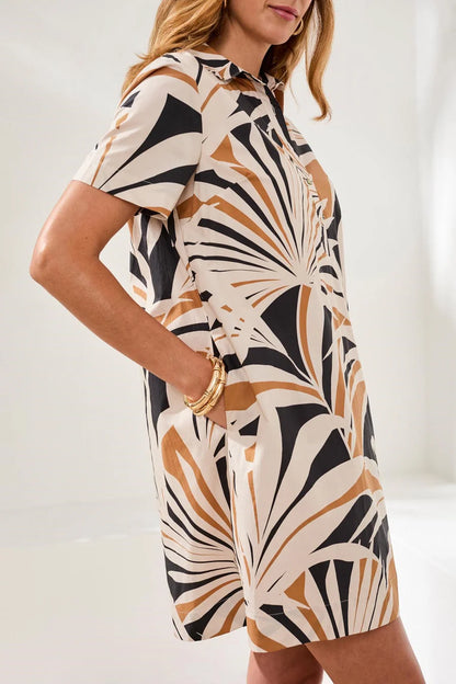 S/S 1/2 Button Placket Dress - Canvas