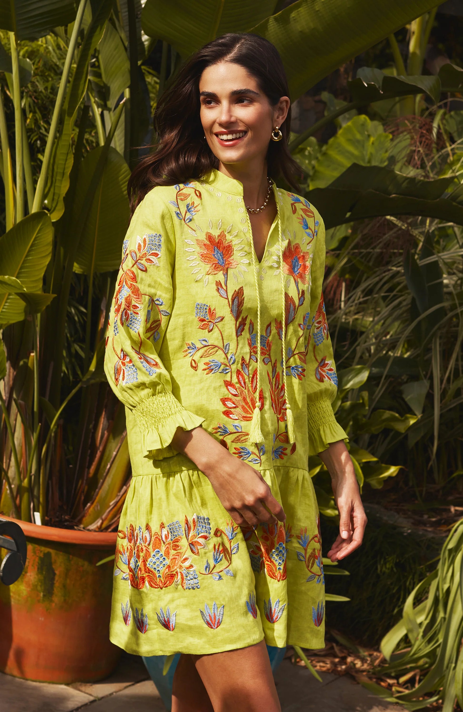 Niki Linen Dress - Wild Lime - BAY WINDOW Niki Linen Dress - Wild Lime - BAY WINDOW