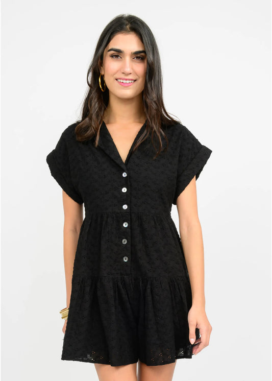 Eyelet Romper - Black - BAY WINDOW