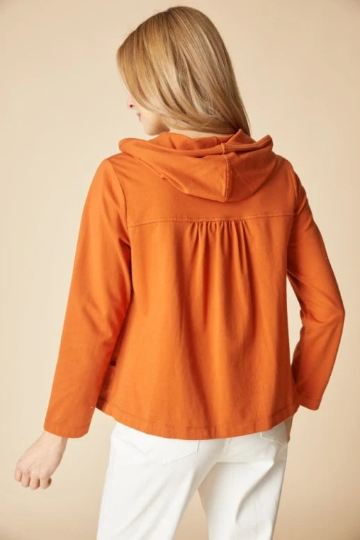 Stonewash Cotton Spandex Shirred Hoodie
